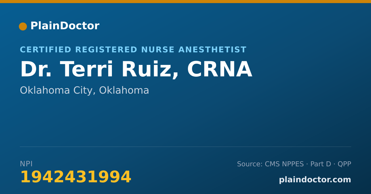 Shareable card for Terri Ruiz, CRNA - Certified Registered Nurse Anesthetist, Oklahoma City, OK
