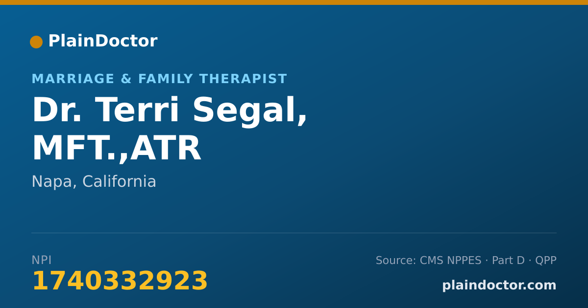 Shareable card for Terri Segal, MFT.,ATR - Marriage & Family Therapist, Napa, CA