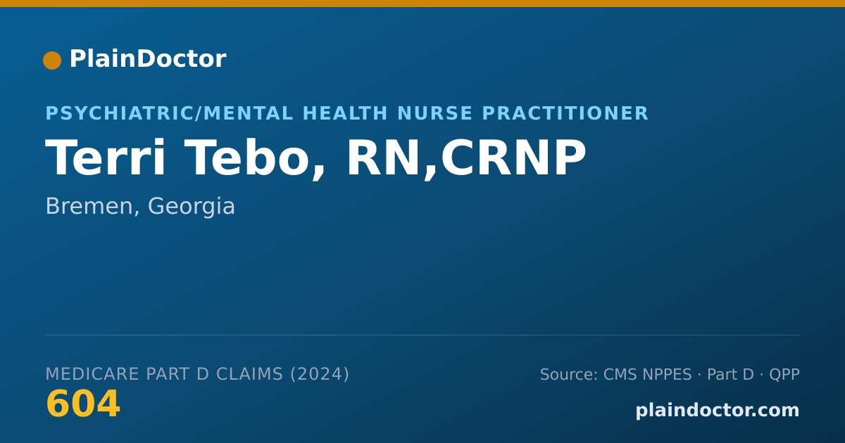 Shareable card for Terri Tebo, RN,CRNP - Psychiatric/Mental Health Registered Nurse, Bremen, GA