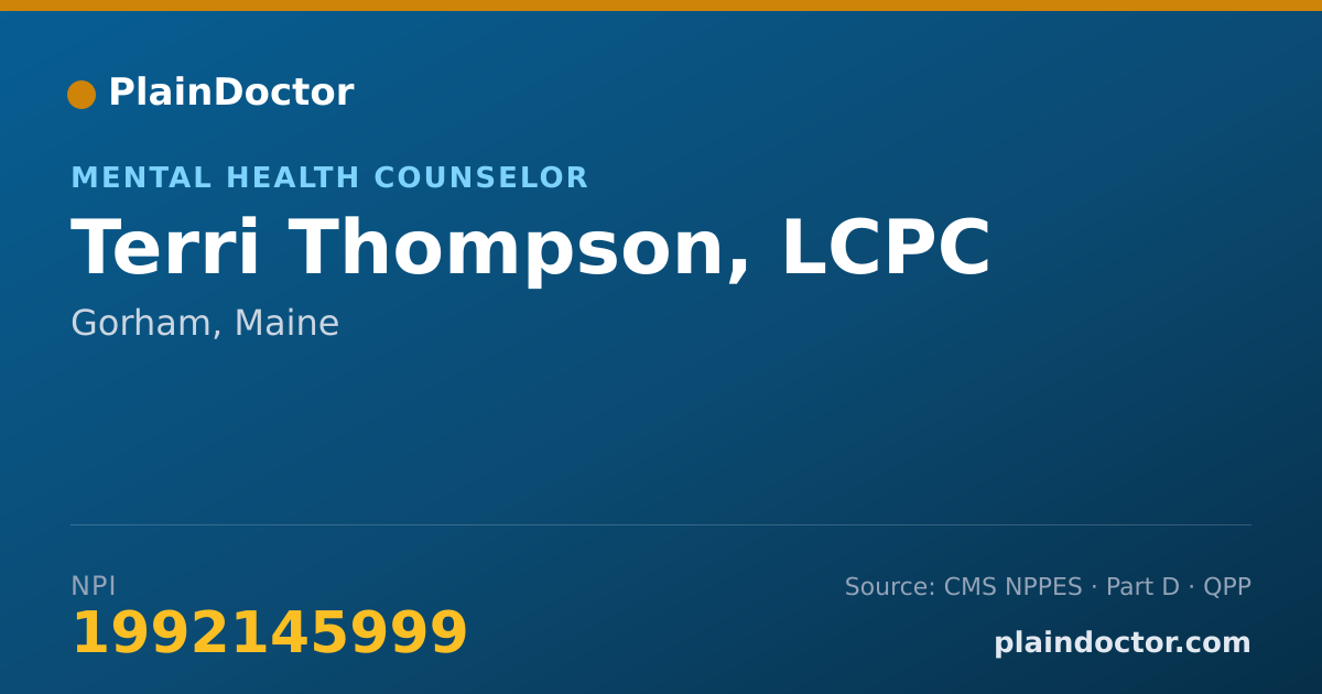 Shareable card for Terri Thompson, LCPC - Mental Health Counselor, Gorham, ME