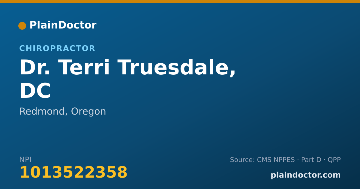 Shareable card for Terri Truesdale, DC - Chiropractor, Redmond, OR