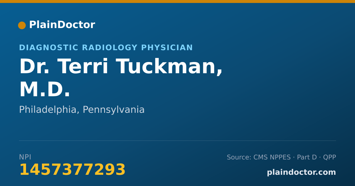 Shareable card for Terri Tuckman, M.D. - Diagnostic Radiology Physician, Philadelphia, PA