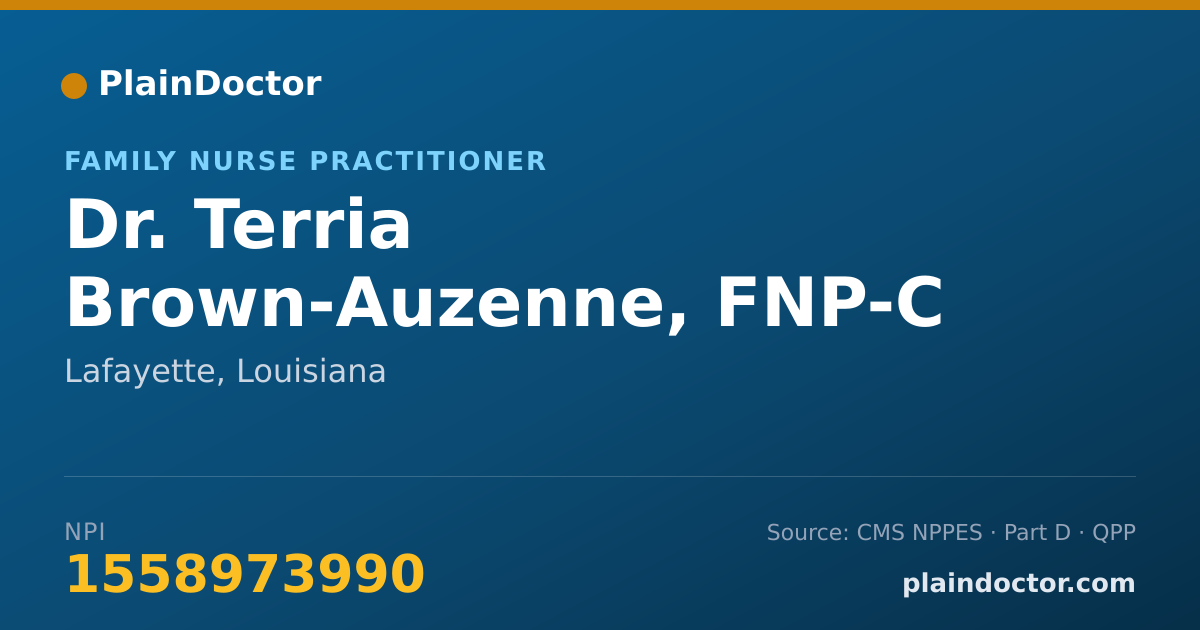 Shareable card for Terria Brown-Auzenne, FNP-C - Family Nurse Practitioner, Lafayette, LA
