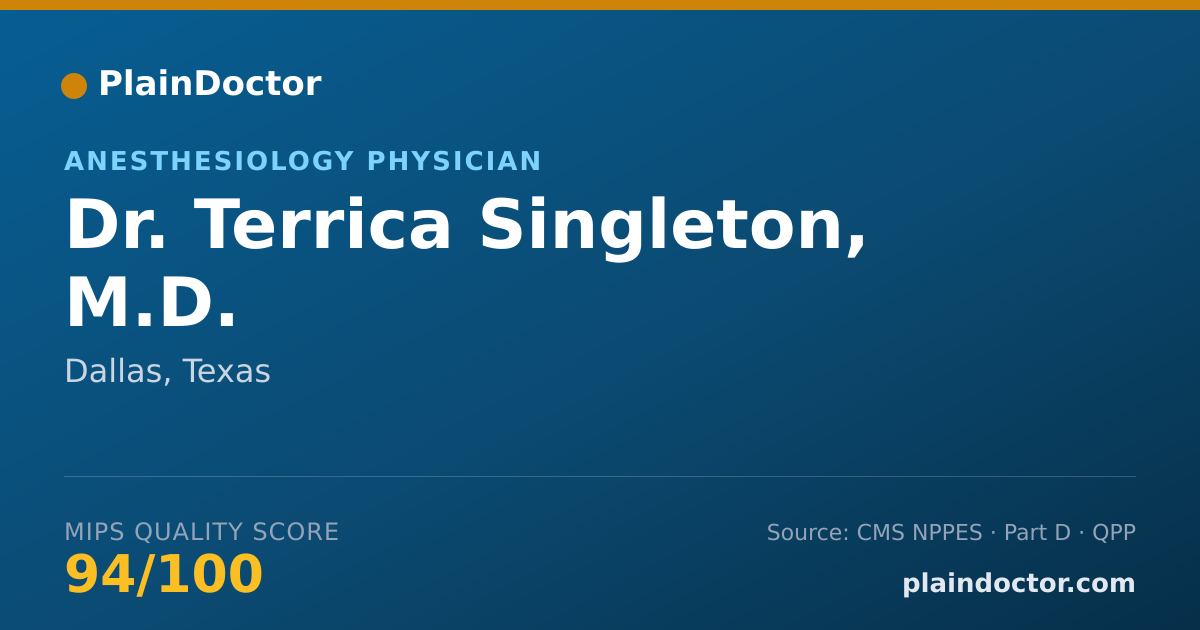 Shareable card for Terrica Singleton, M.D. - Anesthesiology Physician, Dallas, TX