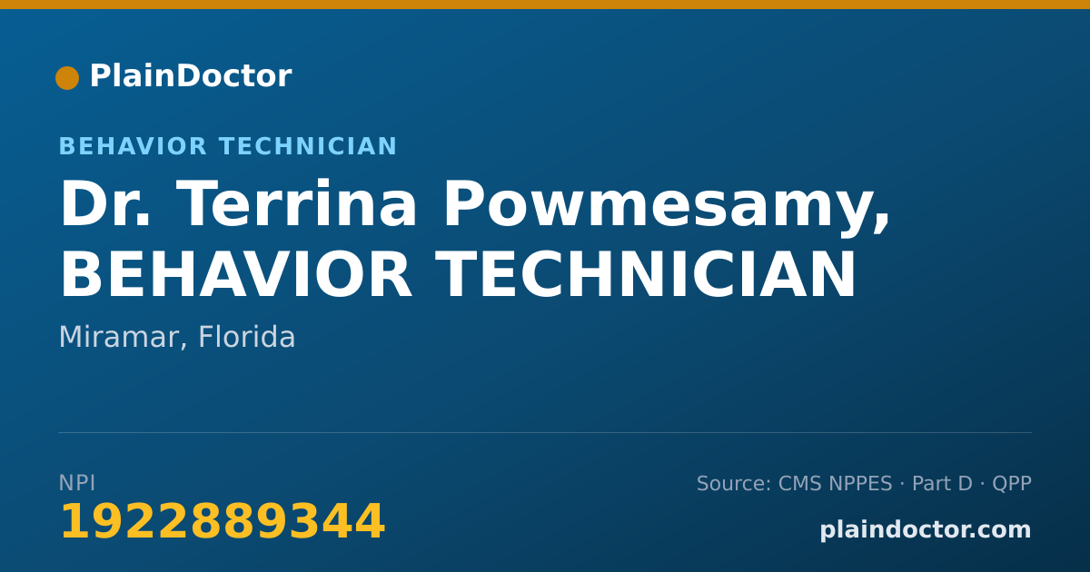 Shareable card for Terrina Powmesamy, BEHAVIOR TECHNICIAN - Behavior Technician, Miramar, FL