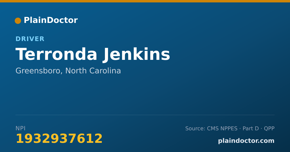 Shareable card for Terronda Jenkins - Driver, Greensboro, NC
