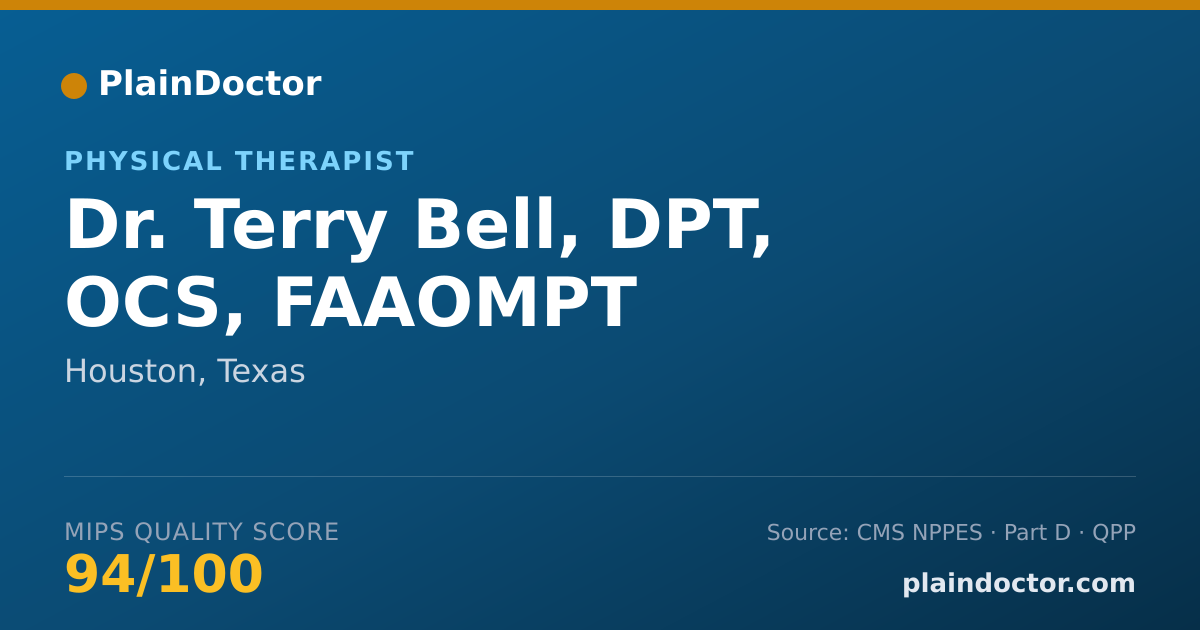 Shareable card for Terry Bell, DPT, OCS, FAAOMPT - Physical Therapist, Houston, TX