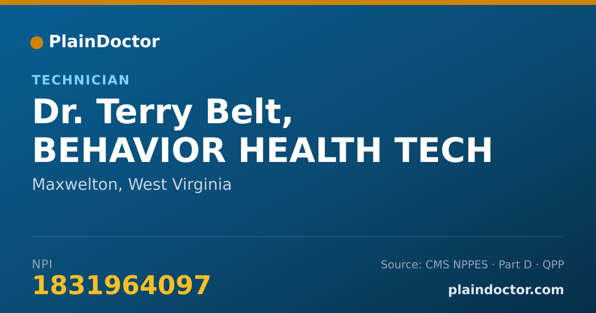 Shareable card for Terry Belt, BEHAVIOR HEALTH TECH - Technician, Maxwelton, WV