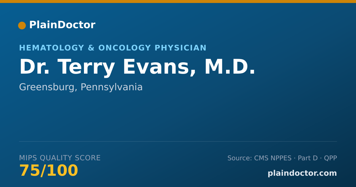 Shareable card for Terry Evans, M.D. - Hematology & Oncology Physician, Greensburg, PA