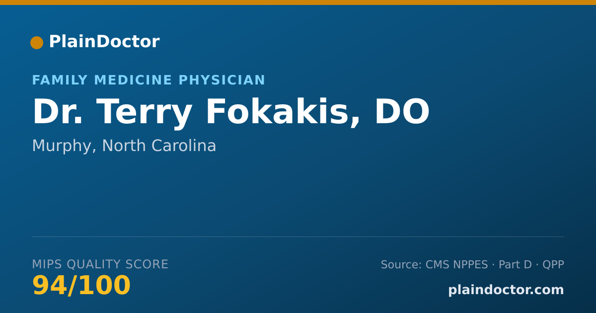 Shareable card for Terry Fokakis, DO - Family Medicine Physician, Murphy, NC