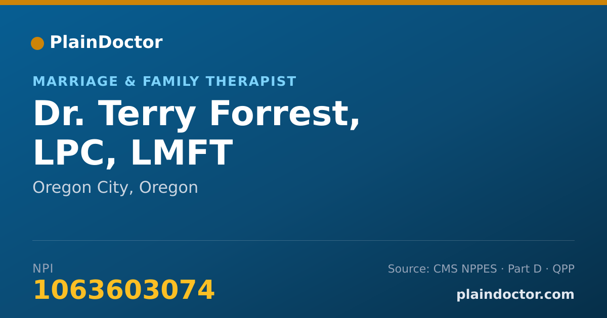 Shareable card for Terry Forrest, LPC, LMFT - Marriage & Family Therapist, Oregon City, OR