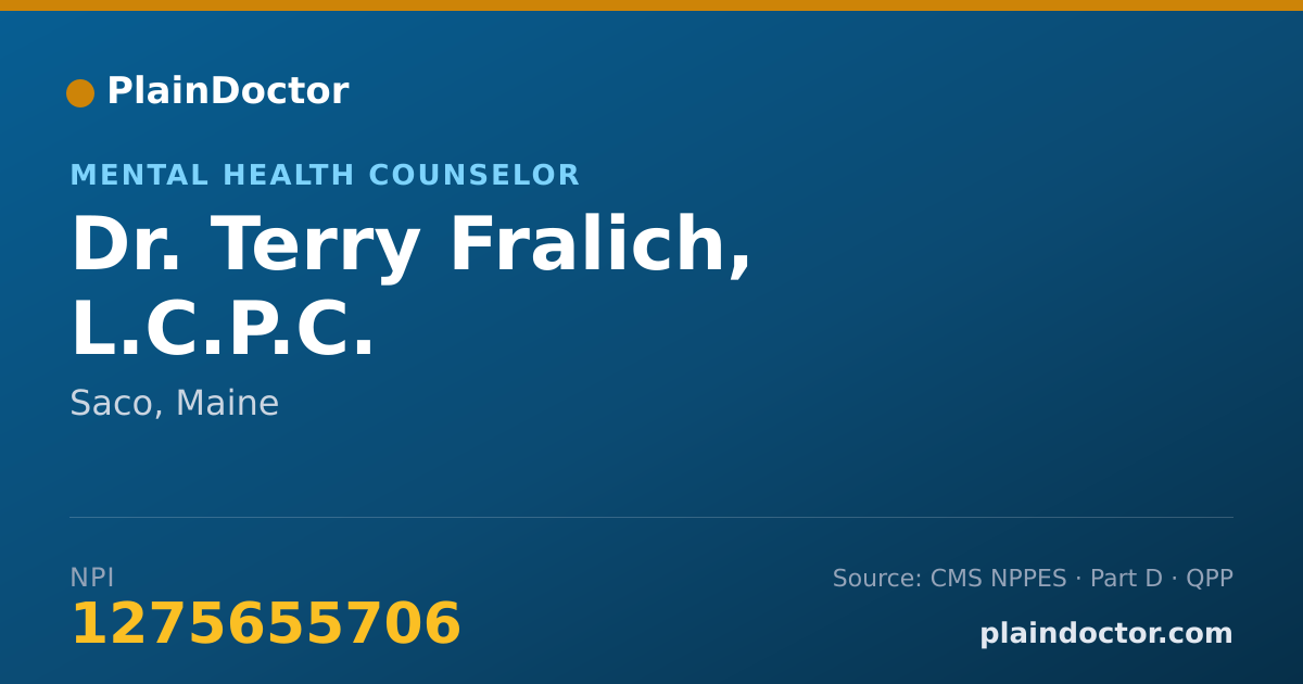 Shareable card for Terry Fralich, L.C.P.C. - Mental Health Counselor, Saco, ME