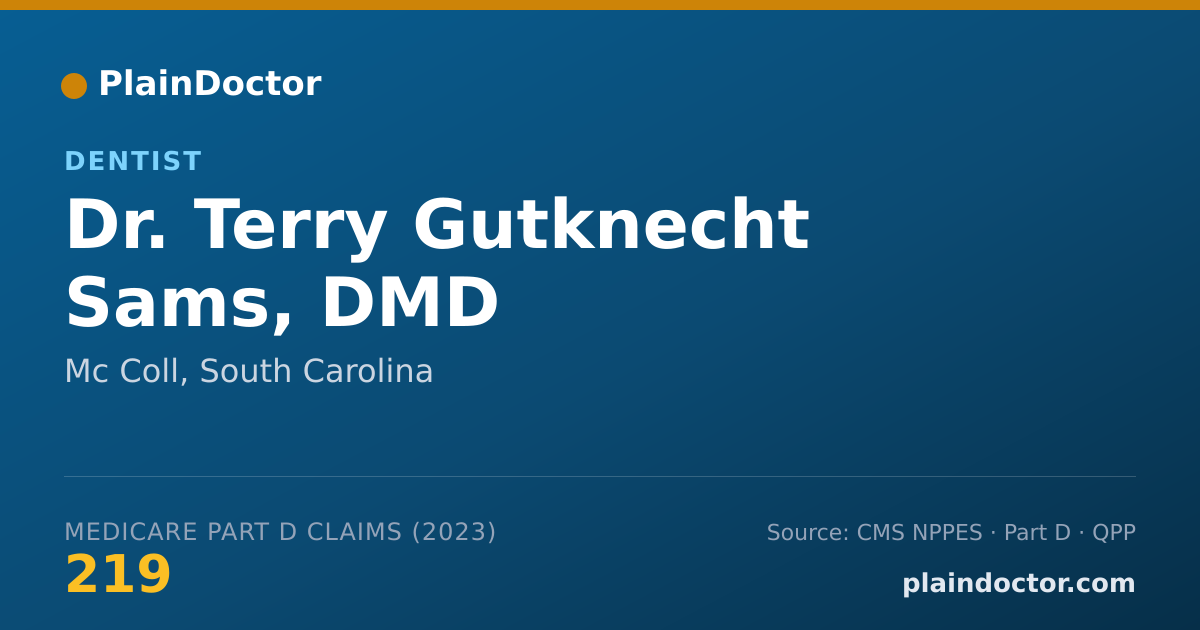 Shareable card for Terry Gutknecht Sams, DMD - Dentist, Mc Coll, SC