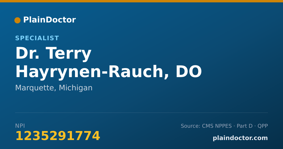 Shareable card for Terry Hayrynen-Rauch, DO - Specialist, Marquette, MI