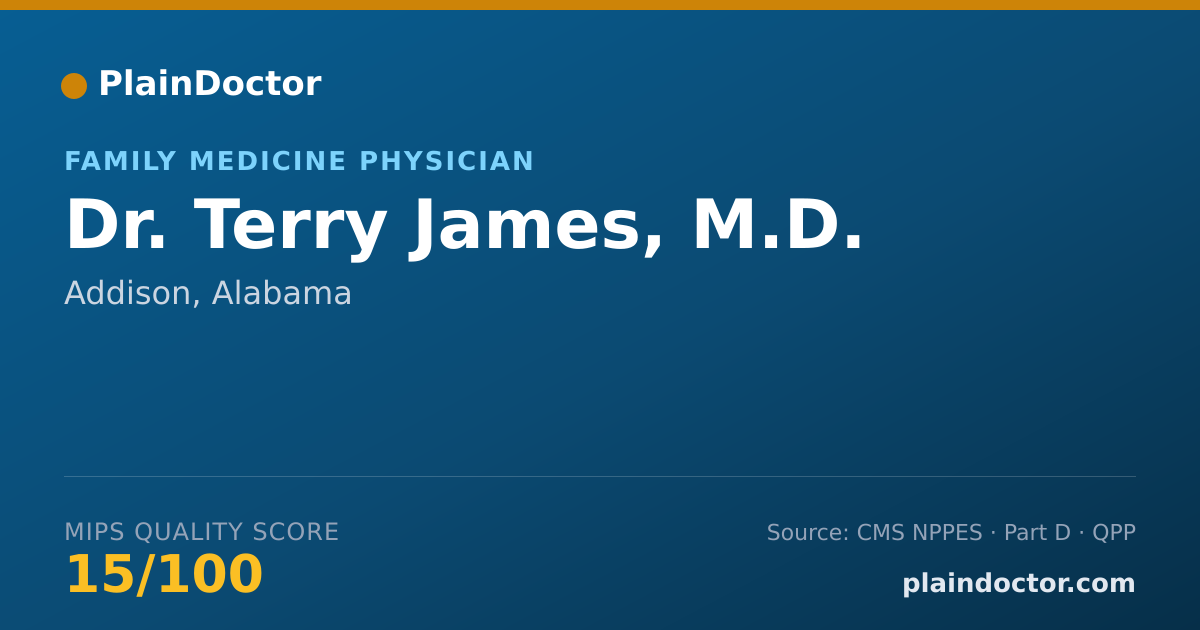 Shareable card for Terry James, M.D. - Family Medicine Physician, Addison, AL