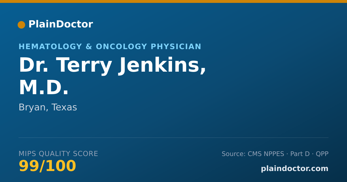 Shareable card for Terry Jenkins, M.D. - Hematology & Oncology Physician, Bryan, TX