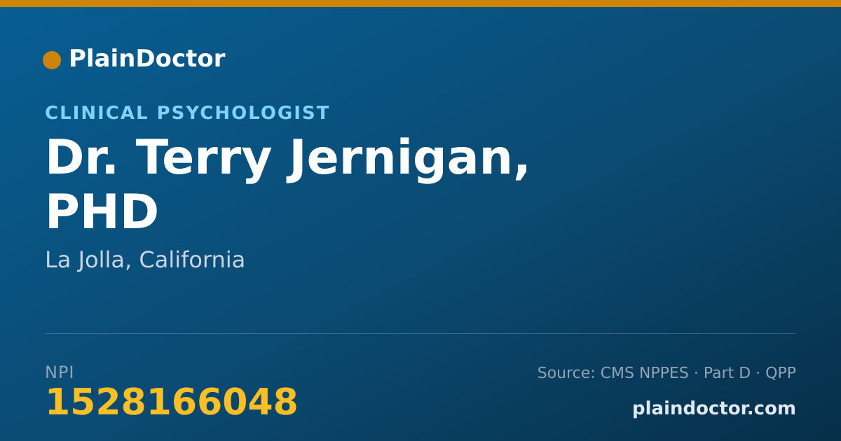 Shareable card for Terry Jernigan, PHD - Clinical Psychologist, La Jolla, CA