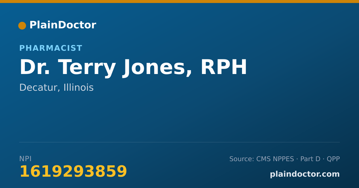 Shareable card for Terry Jones, RPH - Pharmacist, Decatur, IL