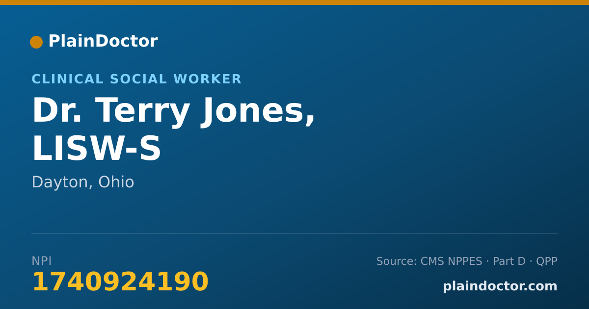 Shareable card for Terry Jones, LISW-S - Clinical Social Worker, Dayton, OH