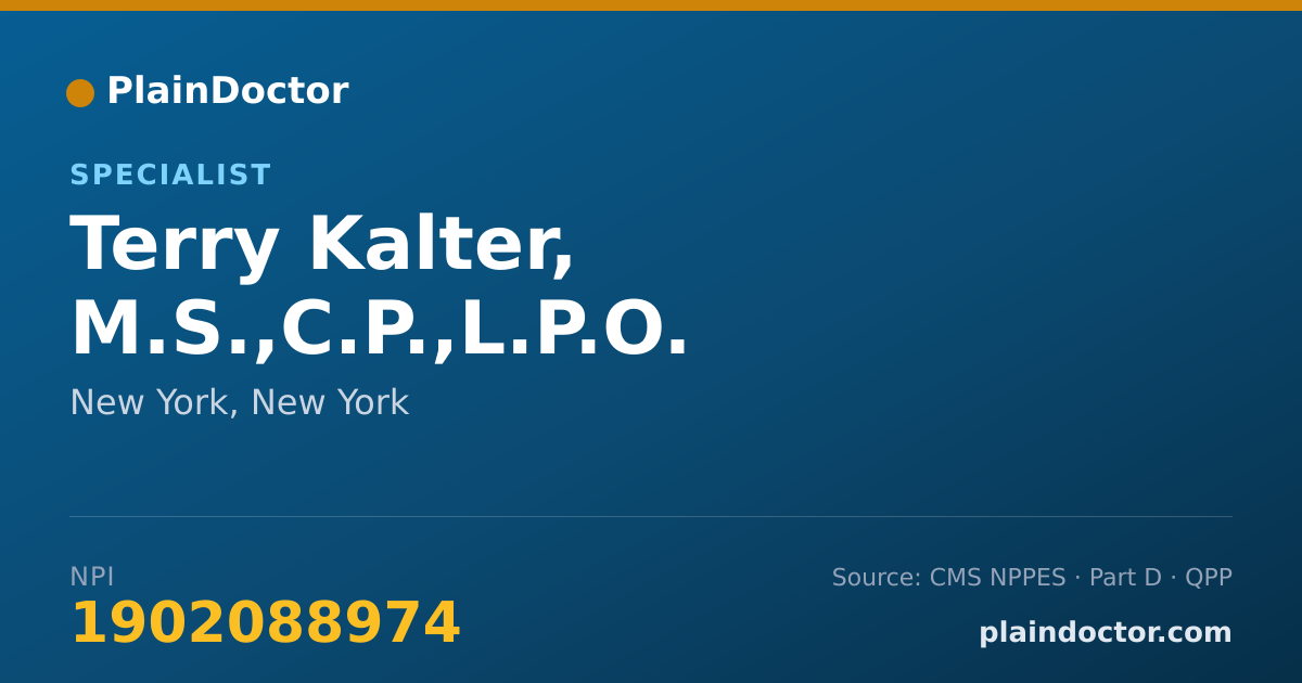 Shareable card for Terry Kalter, M.S.,C.P.,L.P.O. - Specialist, New York, NY