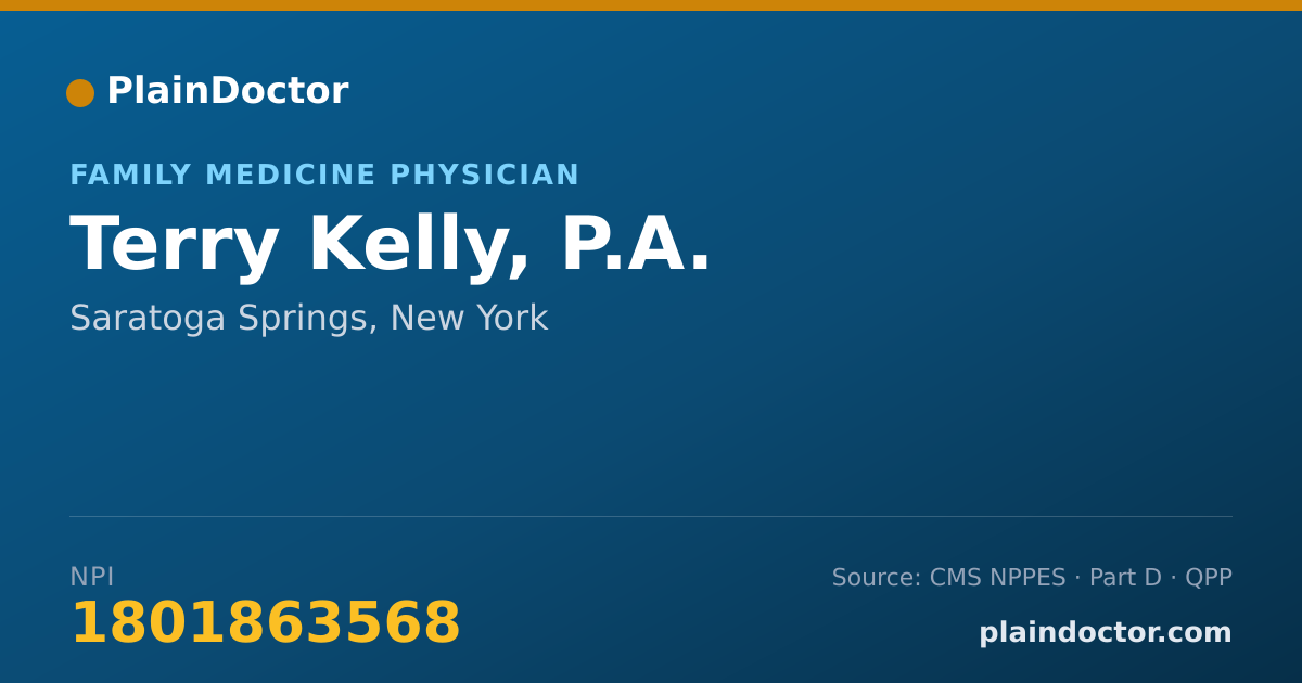 Shareable card for Terry Kelly, P.A. - Family Medicine Physician, Saratoga Springs, NY