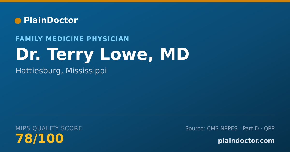 Shareable card for Terry Lowe, MD - Family Medicine Physician, Hattiesburg, MS