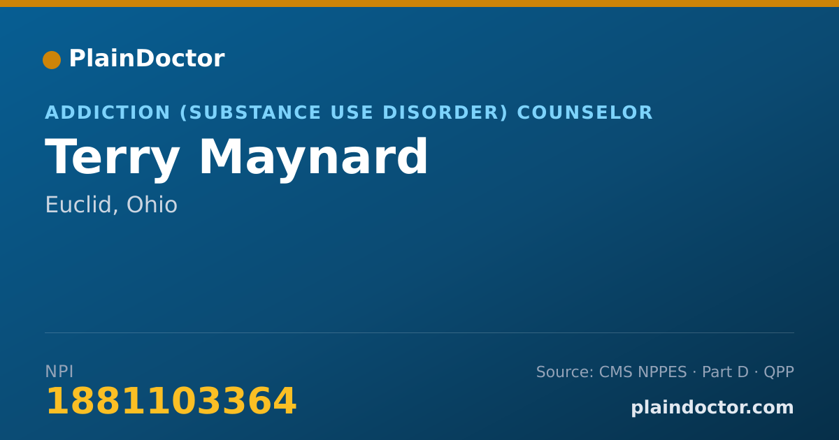 Shareable card for Terry Maynard - Addiction (Substance Use Disorder) Counselor, Euclid, OH