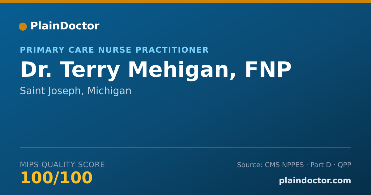 Shareable card for Terry Mehigan, FNP - Primary Care Nurse Practitioner, Saint Joseph, MI
