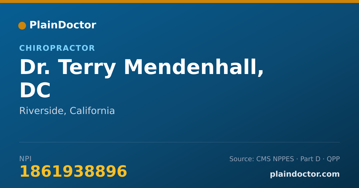 Shareable card for Terry Mendenhall, DC - Chiropractor, Riverside, CA