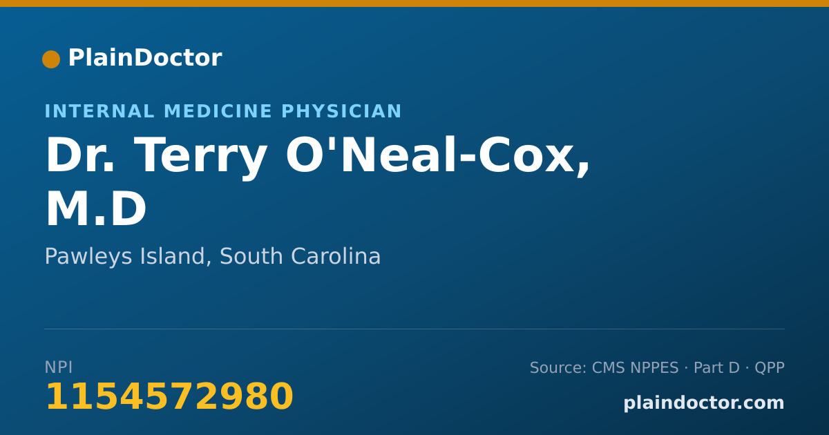 Shareable card for Terry O'Neal-Cox, M.D - Internal Medicine Physician, Pawleys Island, SC