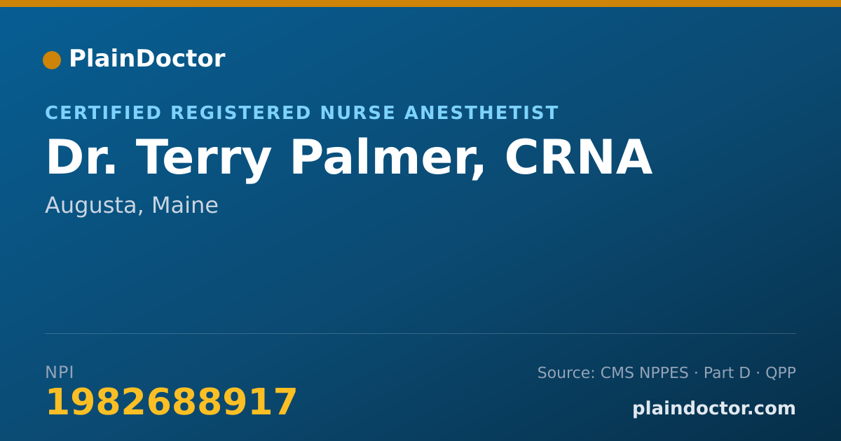 Shareable card for Terry Palmer, CRNA - Certified Registered Nurse Anesthetist, Augusta, ME