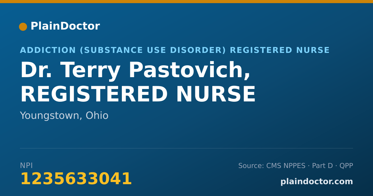 Shareable card for Terry Pastovich, REGISTERED NURSE - Addiction (Substance Use Disorder) Registered Nurse, Youngstown, OH