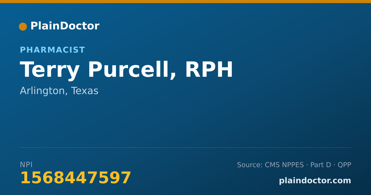 Shareable card for Terry Purcell, RPH - Pharmacist, Arlington, TX
