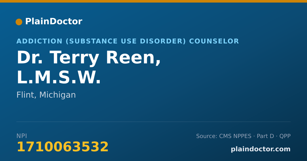 Shareable card for Terry Reen, L.M.S.W. - Addiction (Substance Use Disorder) Counselor, Flint, MI