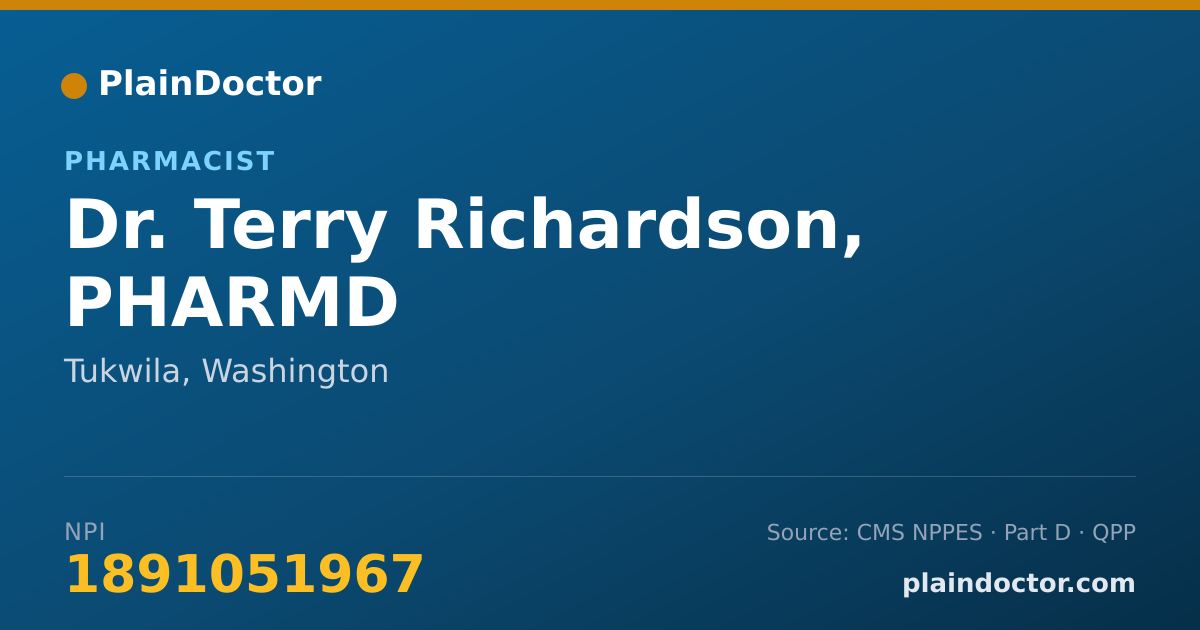 Shareable card for Terry Richardson, PHARMD - Pharmacist, Tukwila, WA
