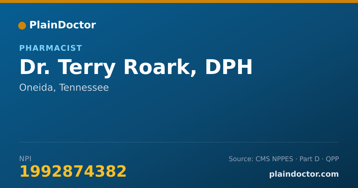 Shareable card for Terry Roark, DPH - Pharmacist, Oneida, TN