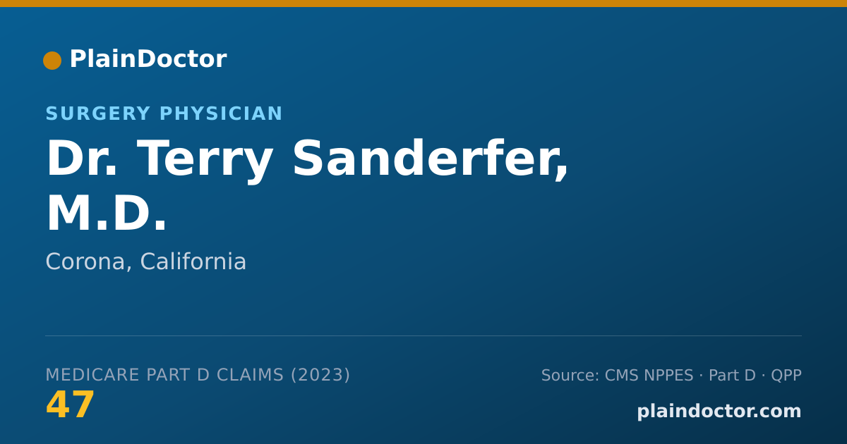 Shareable card for Terry Sanderfer, M.D. - Surgery Physician, Corona, CA