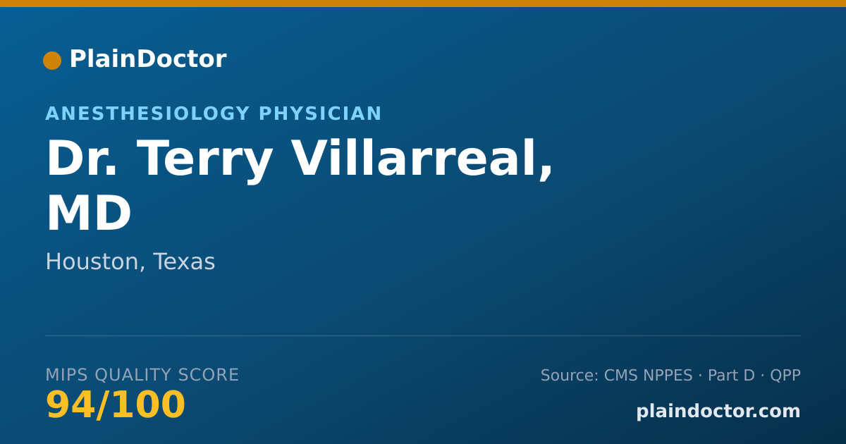 Shareable card for Terry Villarreal, MD - Anesthesiology Physician, Houston, TX