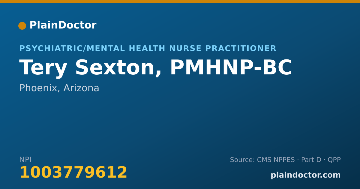 Shareable card for Tery Sexton, PMHNP-BC - Psychiatric/Mental Health Nurse Practitioner, Phoenix, AZ