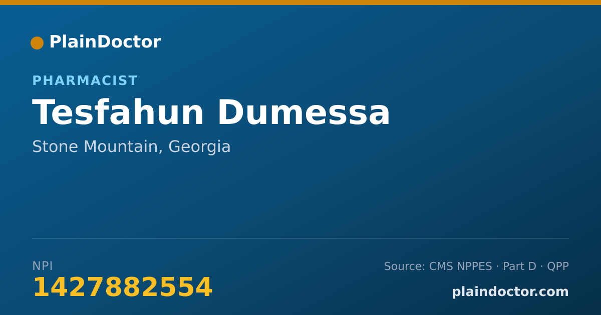 Shareable card for Tesfahun Dumessa - Pharmacist, Stone Mountain, GA