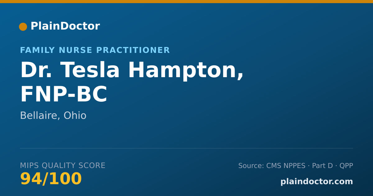 Shareable card for Tesla Hampton, FNP-BC - Family Nurse Practitioner, Bellaire, OH