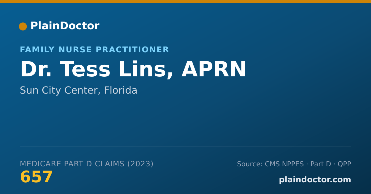 Shareable card for Tess Lins, APRN - Family Nurse Practitioner, Sun City Center, FL