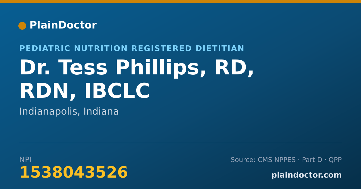 Shareable card for Tess Phillips, RD, RDN, IBCLC - Pediatric Nutrition Registered Dietitian, Indianapolis, IN