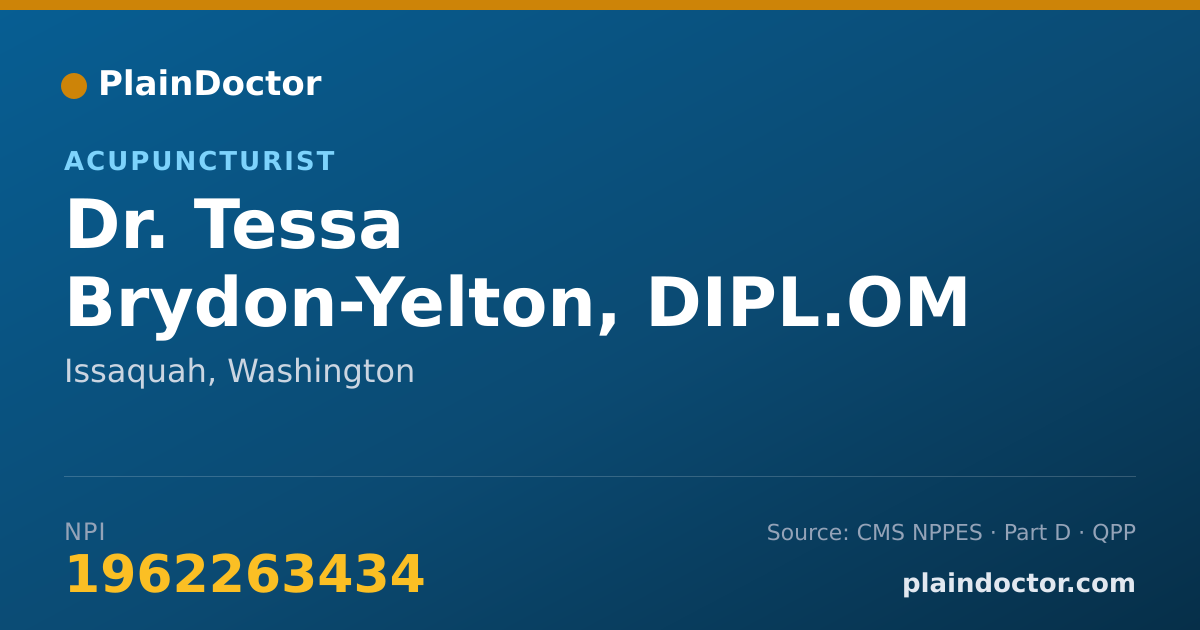 Shareable card for Tessa Brydon-Yelton, DIPL.OM - Acupuncturist, Issaquah, WA