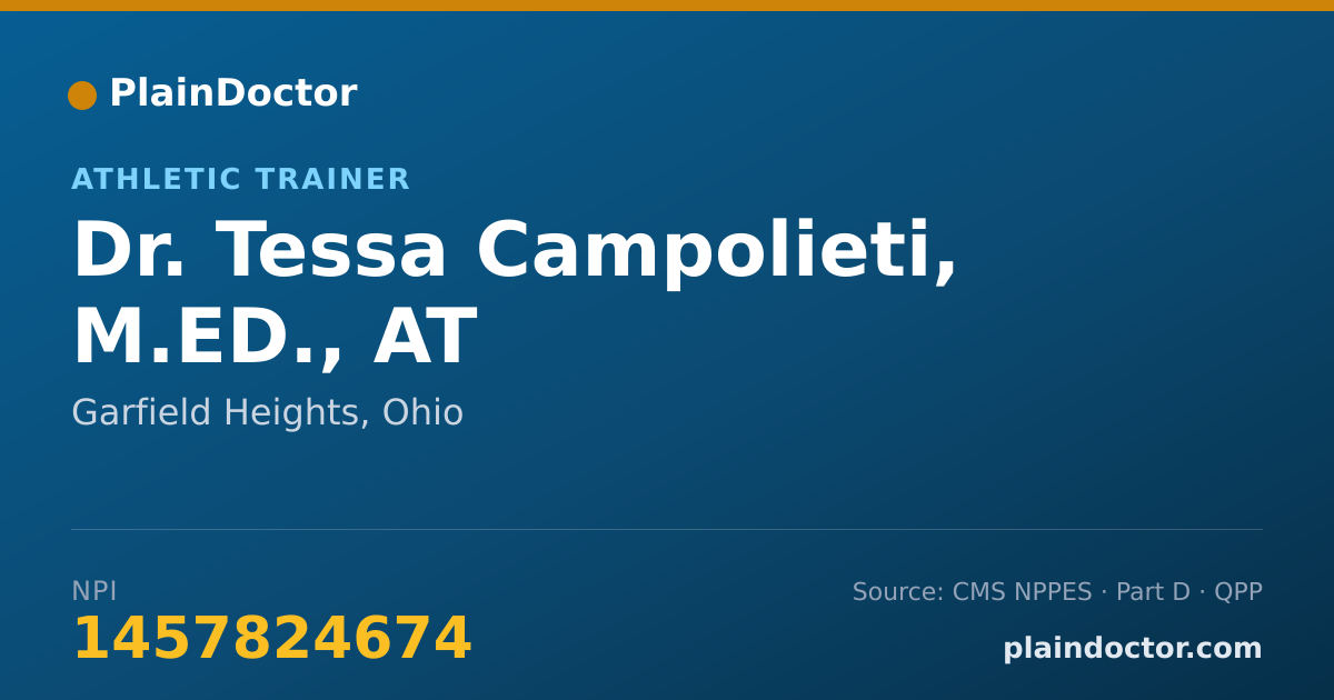 Shareable card for Tessa Campolieti, M.ED., AT - Athletic Trainer, Garfield Heights, OH
