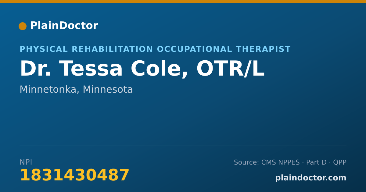 Shareable card for Tessa Cole, OTR/L - Physical Rehabilitation Occupational Therapist, Minnetonka, MN