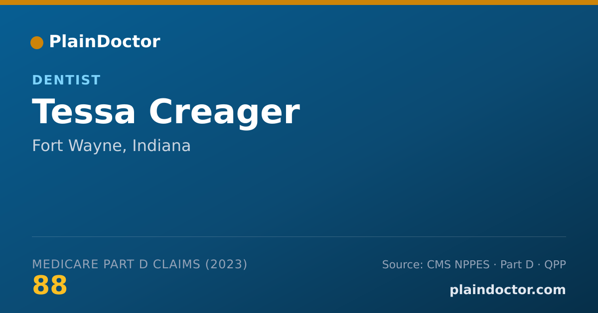 Shareable card for Tessa Creager - Dentist, Fort Wayne, IN