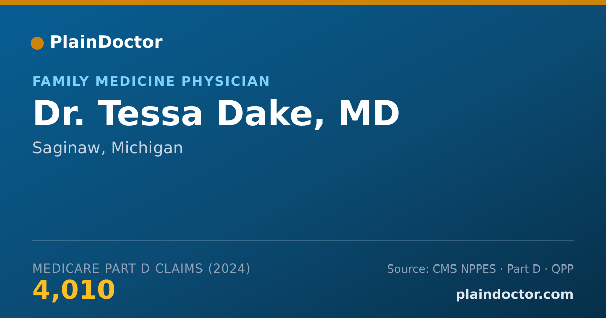 Shareable card for Tessa Dake, MD - Family Medicine Physician, Saginaw, MI