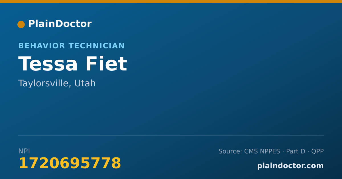 Shareable card for Tessa Fiet - Behavior Technician, Taylorsville, UT