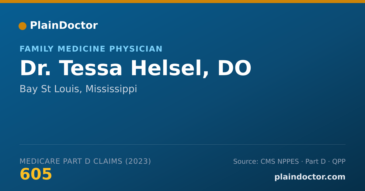 Shareable card for Tessa Helsel, DO - Family Medicine Physician, Bay St Louis, MS